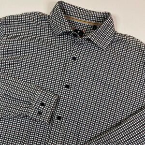 Left Coast Tee Button Up Shirt Mens L Plaid Long Sleeve Stretch Cotton